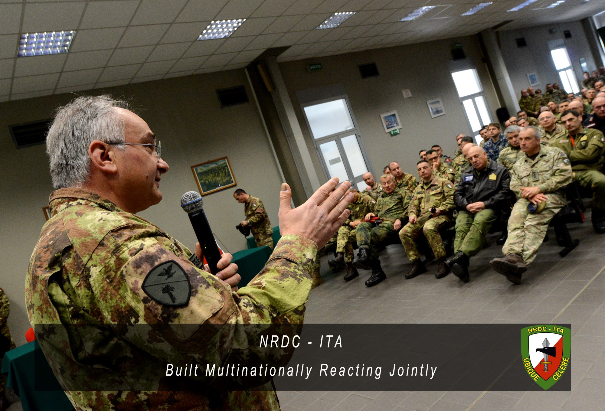 NRDC-ITA Commander Lt. Gen. Marchio' receives the Commander of the Italian Army Validation and Simulation Centre MG Maurizio Boni